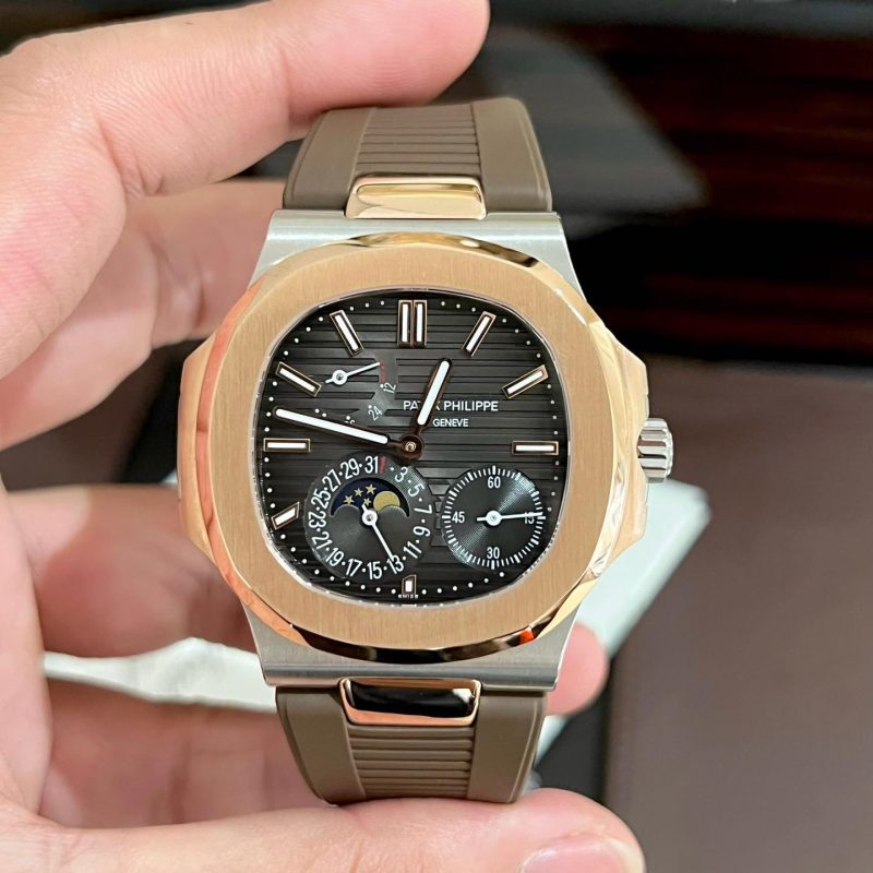 Patek Nautilus 5712 New 2023 Dây Silicon Chocolate siêu nét + Tặng kèm dây da cá sấu Cao Cấp ❤️