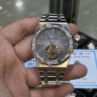 Đồng Hồ Audemars Piguet Tourbillon Độ Kim Cương Moissanite Baguette Hong Kong 41mm