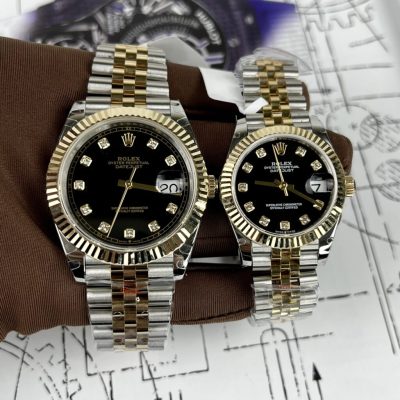 Cặp Đồng Hồ Bọc Vàng Rolex DateJust Nam Nữ Replica 11 GM Factory 31/41mm