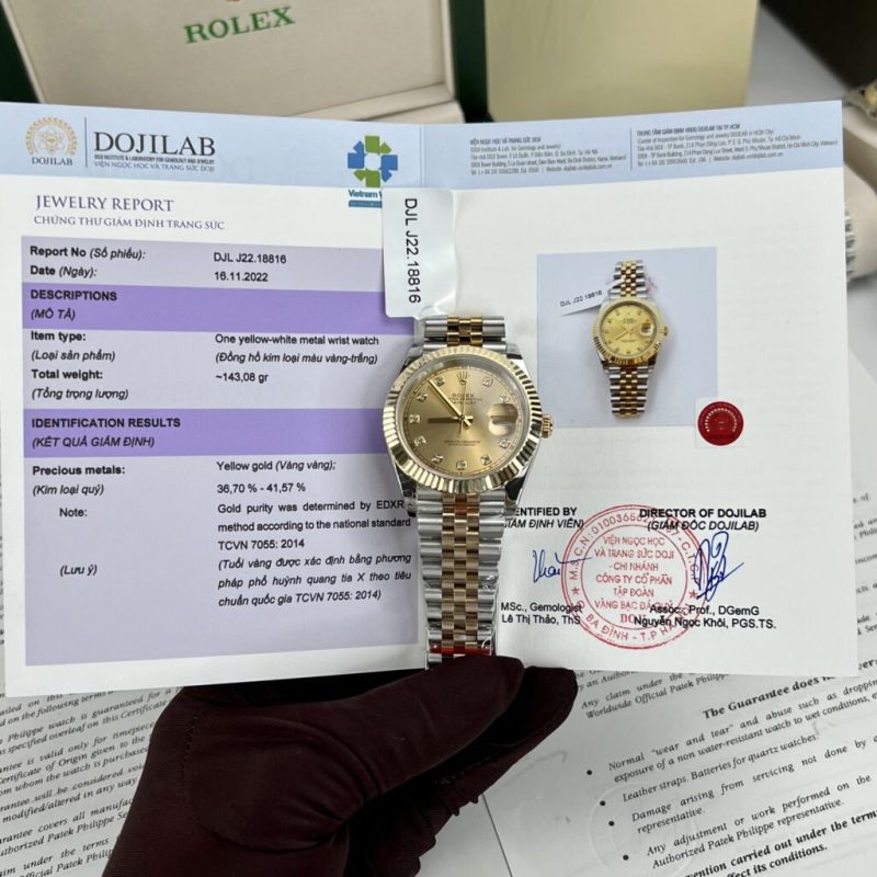 Đồng Hồ Bọc Vàng Thật  Rolex DateJust Demi Gold Mặt Vàng Champange 31/36/41mm