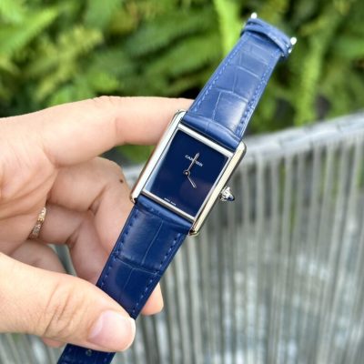 Đồng Hồ Cartier Nữ Tank Must Dây Da Màu Xanh Lá và Xanh Navy