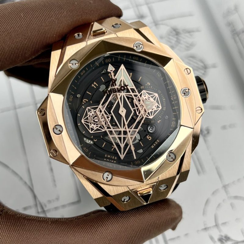 Đồng Hồ Hublot Rep 11 Big Bang Sang Bleu II King Gold Nam Màu Đen Vàng