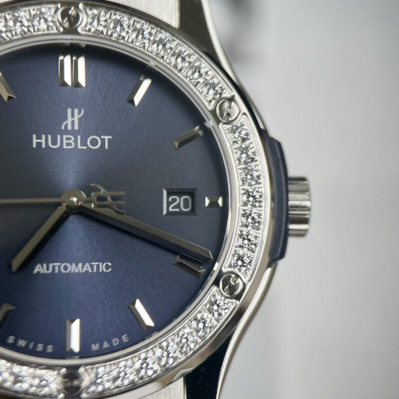 Đồng Hồ Hublot Automatic Nam Máy Thụy Sỹ Niềng Đá Kim Cương Nhân Tạo