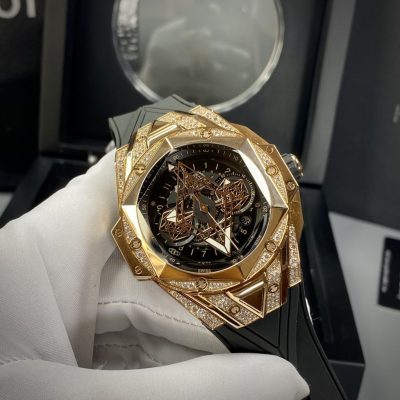 Đồng Hồ Hublot Big Bang Sang Bleu II King Gold - Full Đá