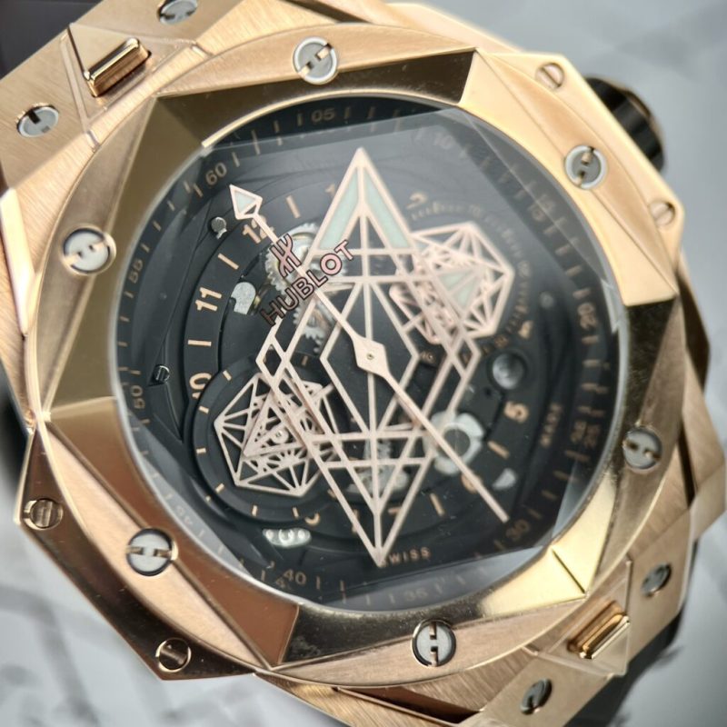 Đồng Hồ Hublot Rep 11 Big Bang Sang Bleu II King Gold Nam Màu Đen Vàng