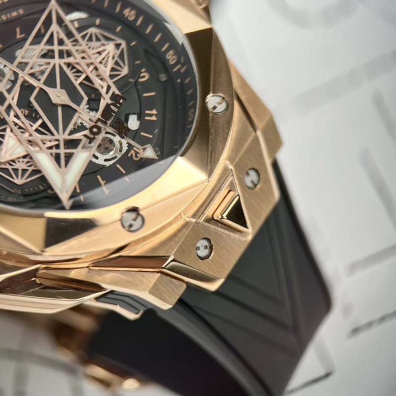 Đồng Hồ Hublot Rep 11 Big Bang Sang Bleu II King Gold Nam Màu Đen Vàng