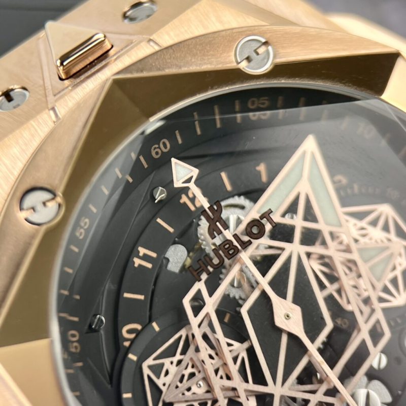 Đồng Hồ Hublot Rep 11 Big Bang Sang Bleu II King Gold Nam Màu Đen Vàng