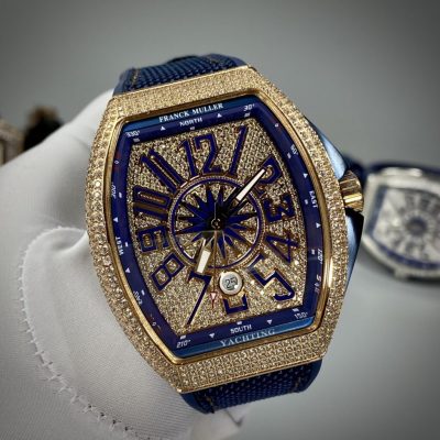 Đồng Hồ Franck Muller Long Island Chế Tác Vàng Khối 18K Kim Cương Tự Nhiên 26x45mm