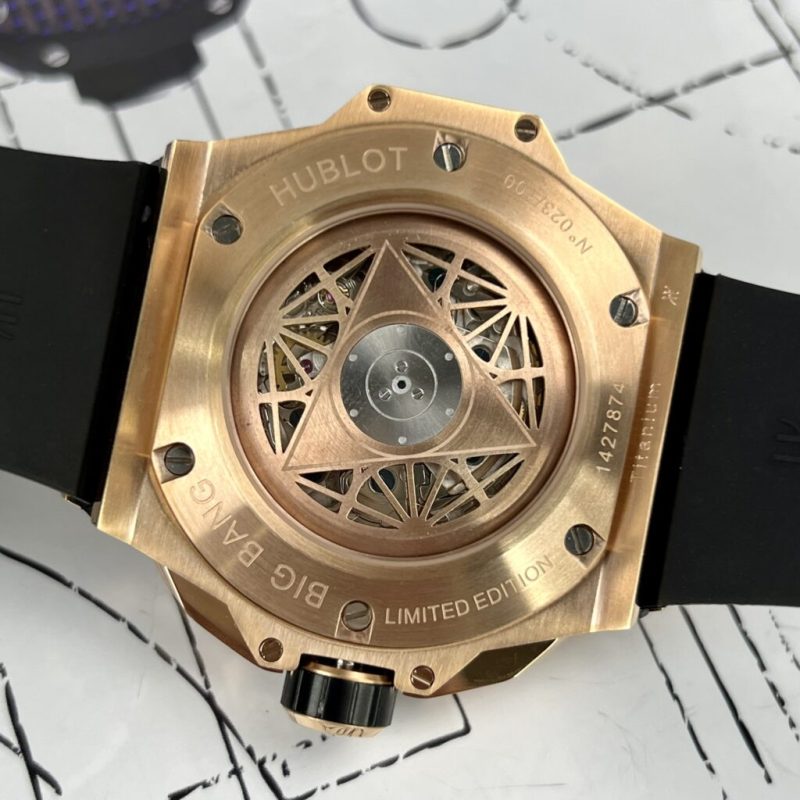 Đồng Hồ Hublot Rep 11 Big Bang Sang Bleu II King Gold Nam Màu Đen Vàng