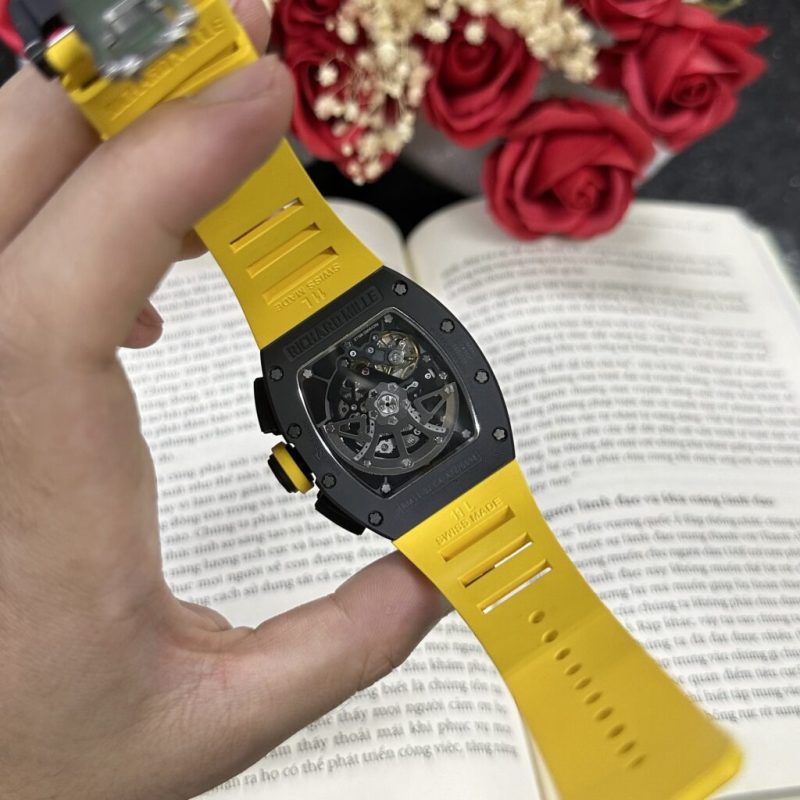 Đồng Hồ Nam Richard Mille RM11-02 Replica 11 Thụy Sỹ Dây Cao Su Màu Vàng 45mm