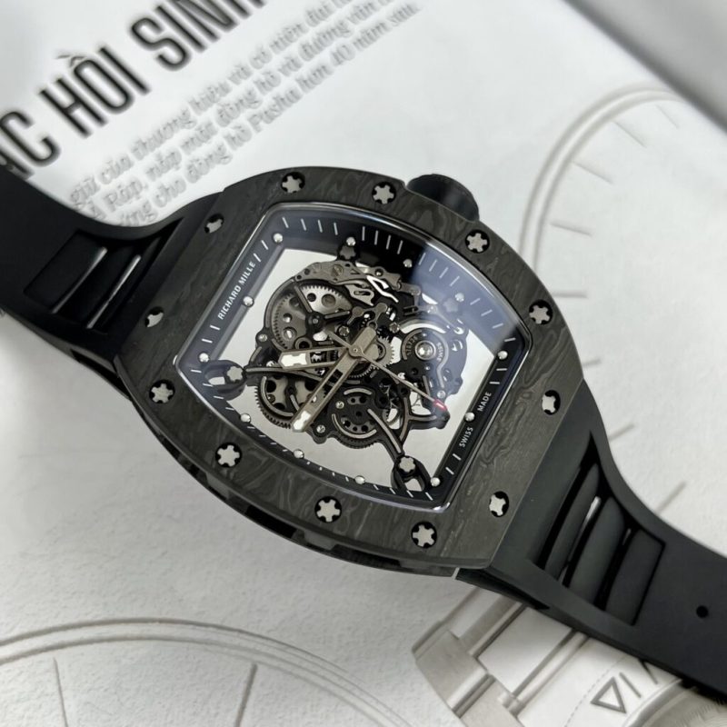 Đồng Hồ Nam Richard Mille Tourbillon RM055 Full Carbon Rep 11 BBR Factory 45mm