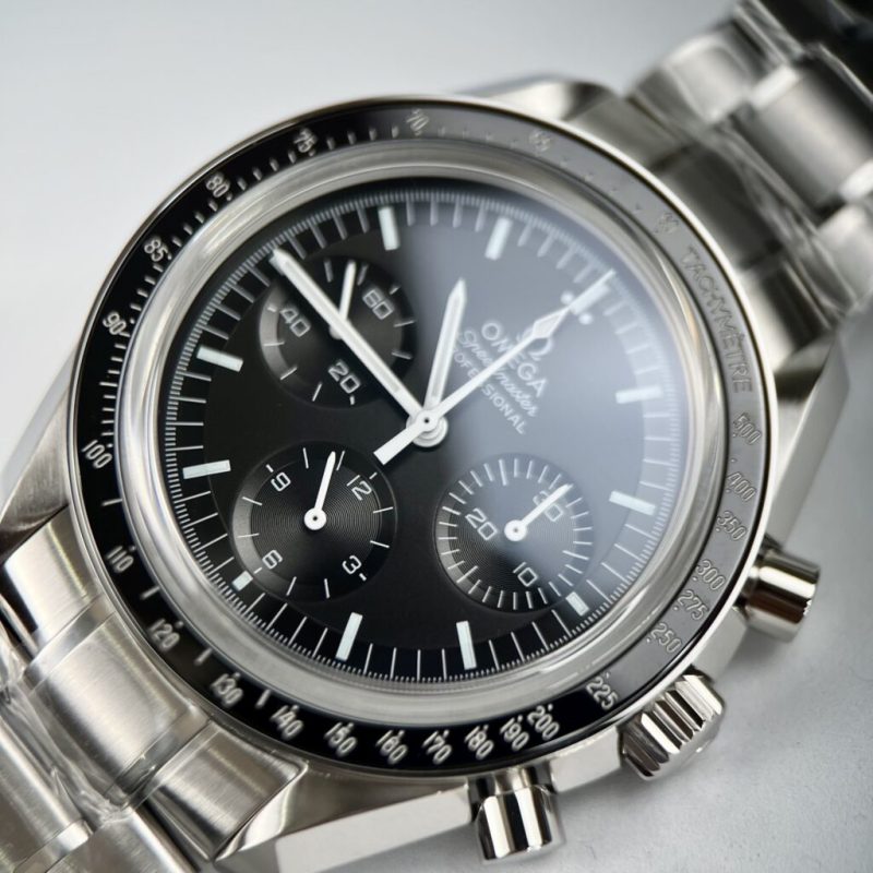 Đồng Hồ Omega SpeedMaster Replica 11 Thụy Sỹ Dây Kim Loại Mặt Đen 40mm