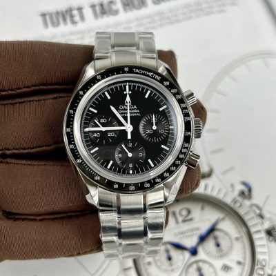 Đồng Hồ Omega SpeedMaster Replica 11 Thụy Sỹ Dây Kim Loại Mặt Đen 40mm