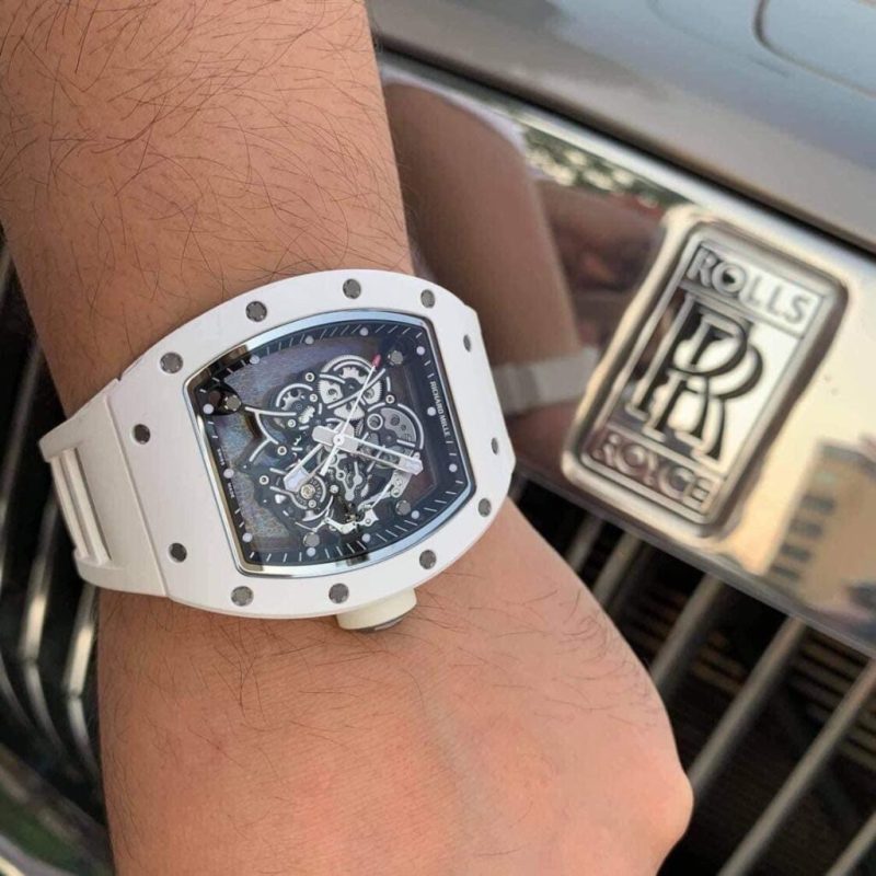 Đồng Hồ Richard Mille RM055 Tourbillon Ceramic Trắng Replica 11 Cao Cấp Nhất 45mm