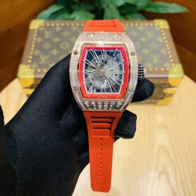 Đồng Hồ Richard Mille RM010 Replica 11 Thụy Sỹ Dây Cao Su Màu Cam 40mm