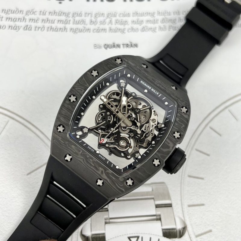 Đồng Hồ Nam Richard Mille Tourbillon RM055 Full Carbon Rep 11 BBR Factory 45mm