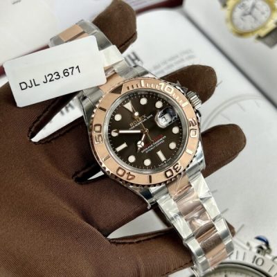 Đồng Hồ Rolex Bọc Vàng Thật Yacht Master Replica 11 Mặt Số Chocolate 41mm