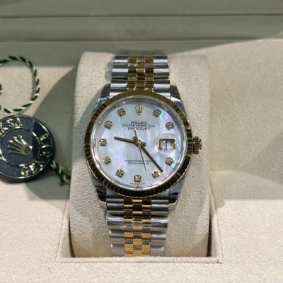 Đồng Hồ Rolex DateJust Mother Of Pearl Demi Gold Fake 11 Máy Thụy Sỹ 36mm