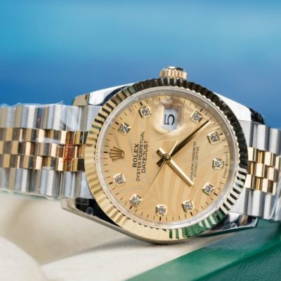 Đồng Hồ Rolex Datejust 126233 Bọc Vàng 18K Mặt Số Cây Lá Nhiệt Đới Vàng Champagne 36mm