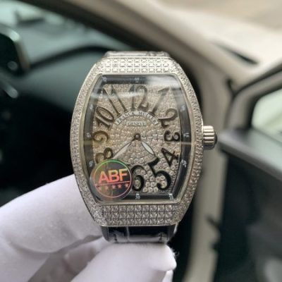 Đồng hồ Franck Muller V32 Sliver đính full kim cương nhân tạo Replica 1:1 36mm