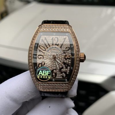 Đồng hồ Franck Muller V32 RoseGold đính full kim cương nhân tạo Replica 1:1 36mm