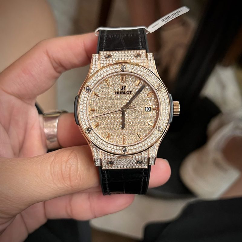 Đồng Hồ Hublot Nam King Gold Chế Tác Full Kim Cương