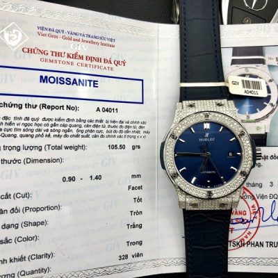 Đồng hồ Hublot độ full kim cương Moissanite màu xanh than