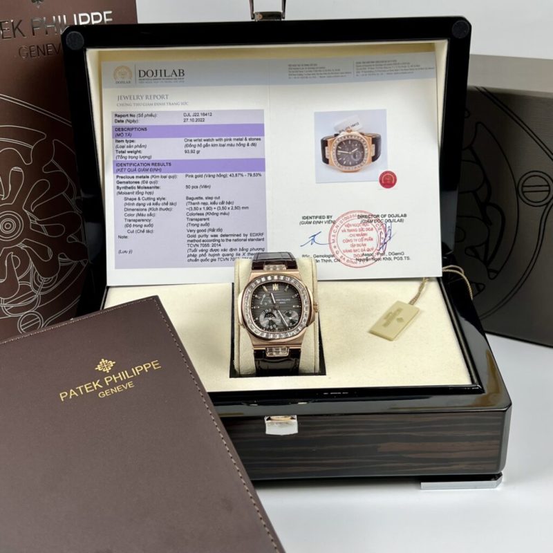 Đồng Hồ Patek Philippe Nautilus 5724R Bọc Vàng Độ Kim Cương Moissanite Rep 11 40mm