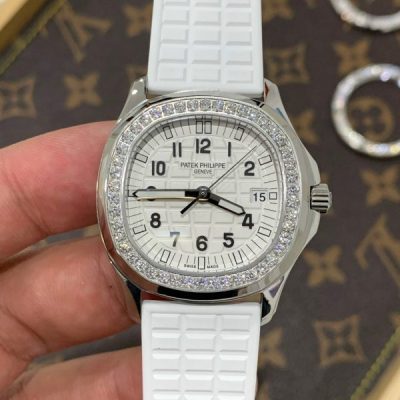 Đồng hồ Patek Philippe Aquanaut nữ Siêu Cấp 5067 dây cao su màu trắng 35.6mm