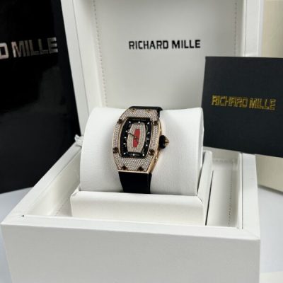 Đồng Hồ Richard Mille Rep 11 Nữ RM007 Đính Đá Dây Cao Su Màu Đen