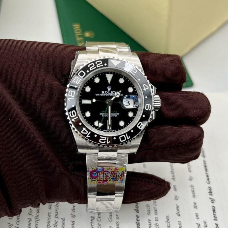 Đồng Hồ Rolex Rep 11 GMT Master II Clean Factory Cao Cấp Nhất Mặt Đen 40mm