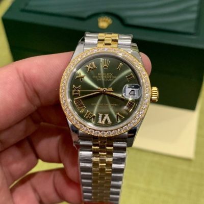 Đồng hồ nữ Rolex DateJust Green Dial siêu cấp EW Factory cọc số La Mã 31mm