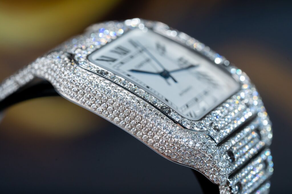 Đồng Hồ Cartier Nữ Full Kim Cương Moissanite