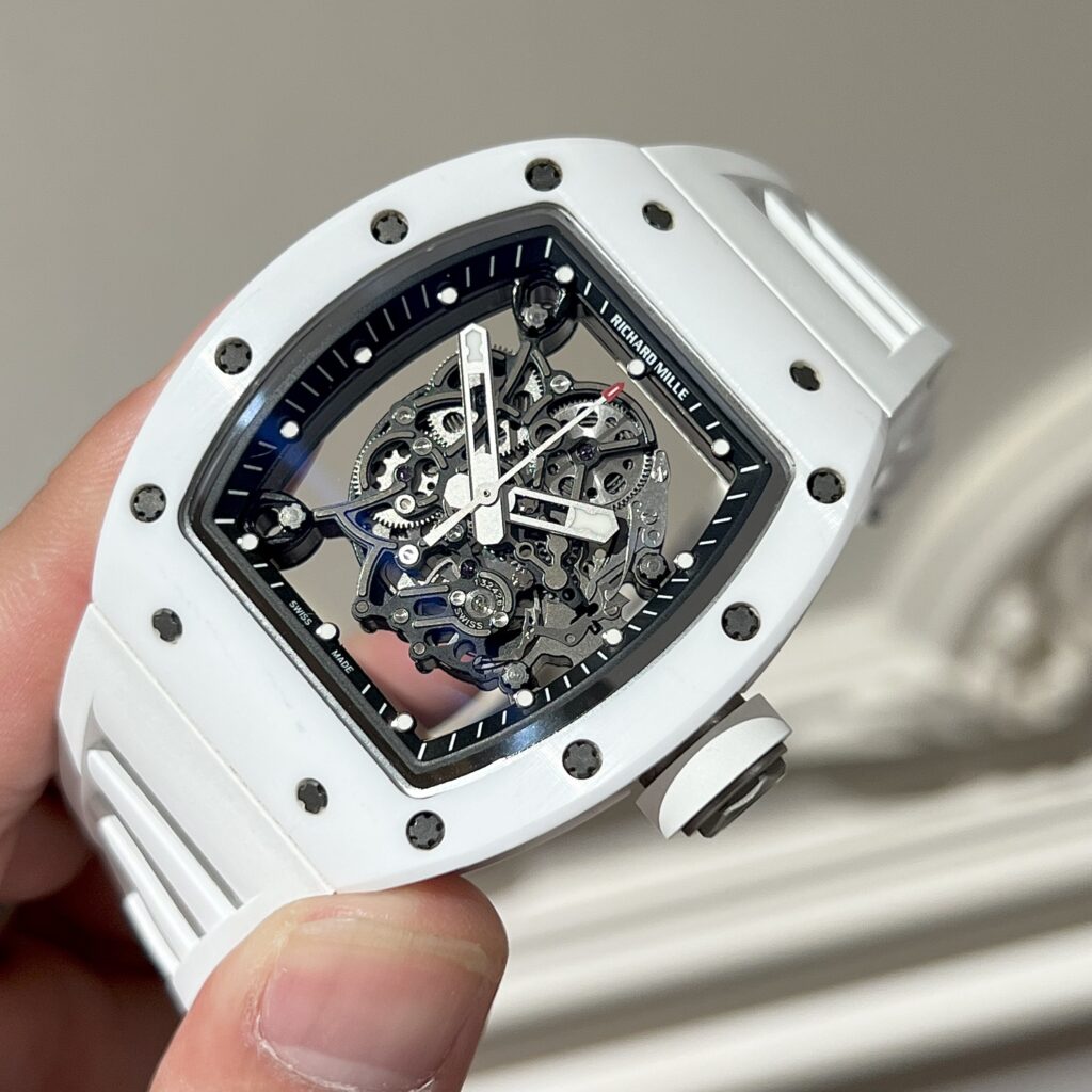 Đồng Hồ Richard Mille RM055 Tourbillon Ceramic Trắng Replica 11