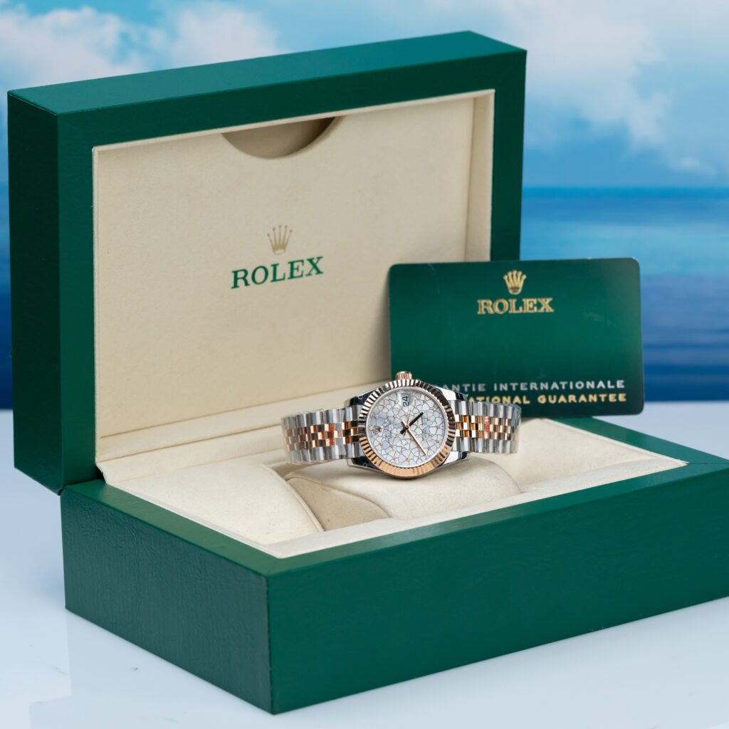 Đồng Hồ Rolex Nữ Bọc Vàng 18K DateJust Mặt Số Hoa Bạc Replica 11 GM 31mm