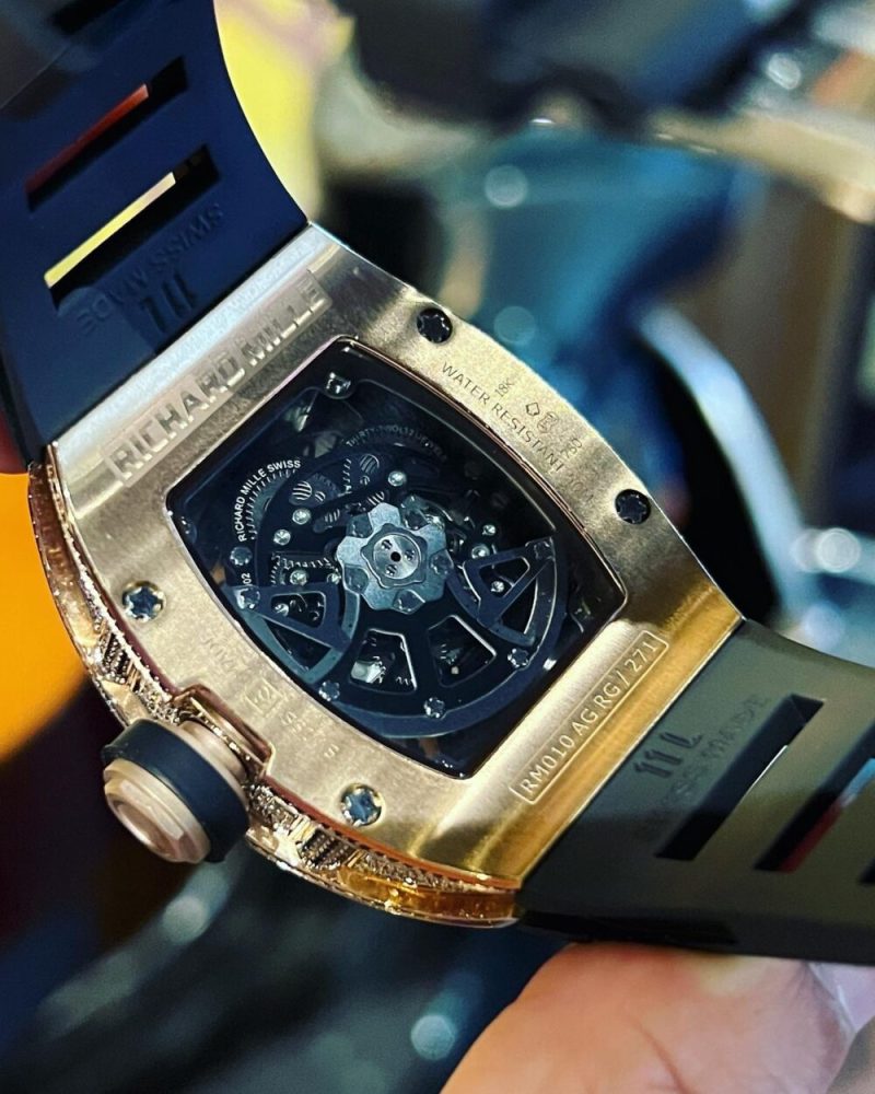 ĐỒNG HỒ RICHARD MILLE RM010 ĐÍNH ĐÁ DÂY CAO SU MÀU ĐEN