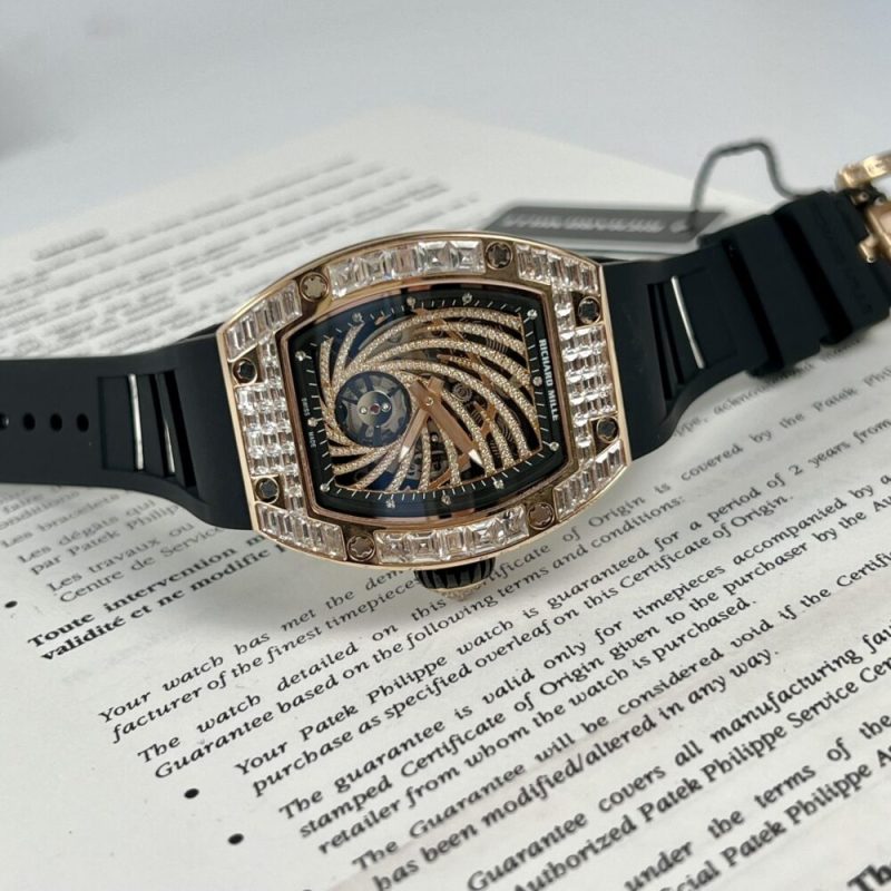 ĐỒNG HỒ RICHARD MILLE RM51-02 ROSEGOLD ĐÍNH ĐÁ BAGUETTE REPLICA