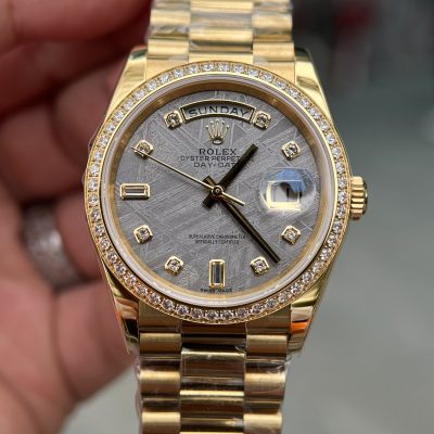 Đồng Hồ Rolex Mặt Thiên Thạch Day-Date Mạ Vàng 18K 36mm