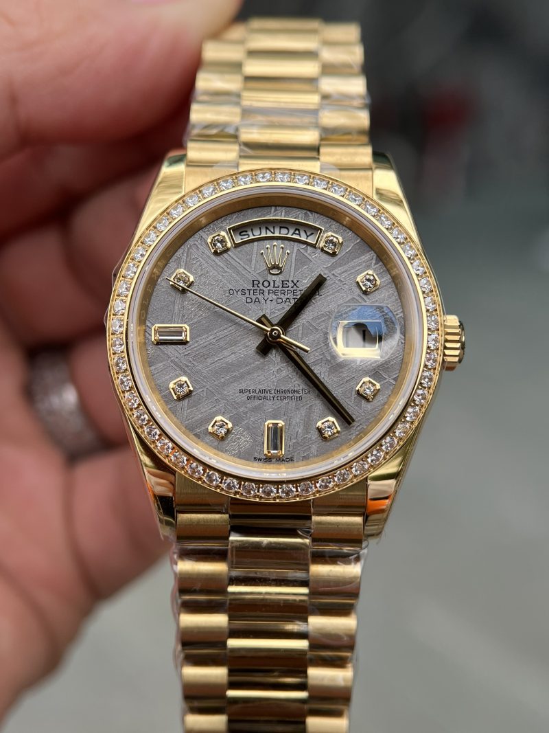 Đồng Hồ Rolex Mặt Thiên Thạch Day-Date Mạ Vàng 18K 36mm