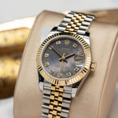 Đồng Hồ Nữ Rolex Bọc Vàng 18K DateJust Vip Xà Cừ Tím