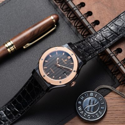 Đồng Hồ Hublot Ceramic Đen Replica Cao Cấp Nhất Viền King Gold