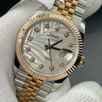 Đồng Hồ Rolex DateJust Bọc Vàng Thật Mặt Số Lá Cọ 36mm