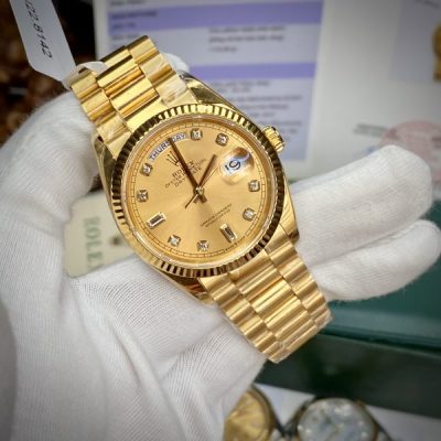 Đồng hồ Rolex bọc vàng thật 18K Day-Date Gold Champagne Replica