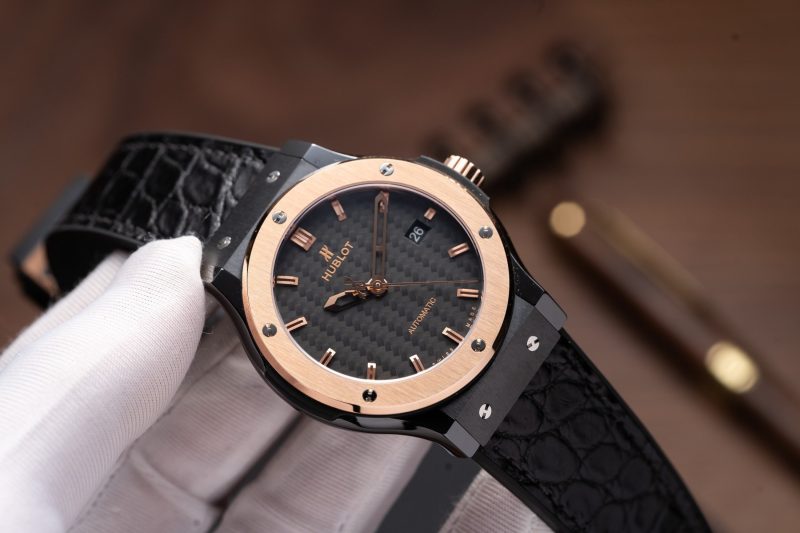 Đồng Hồ Hublot Ceramic Đen Replica Cao Cấp Nhất Viền King Gold