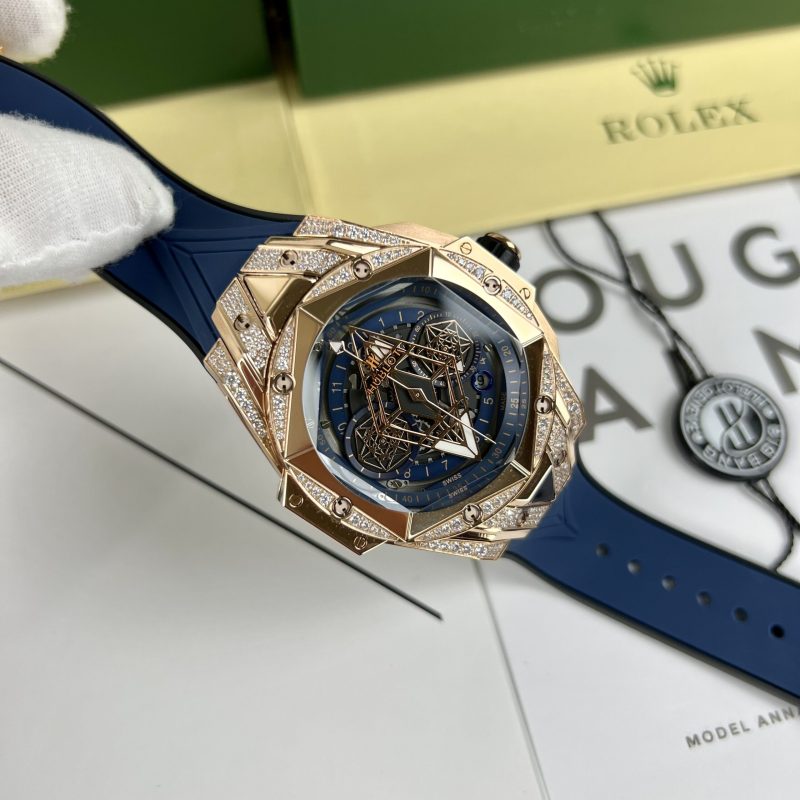 Đồng Hồ Replica Nam Hublot Big Bang Sang Bleu II Blue King Gold( Xanh Vàng ) Thụy Sỹ 45mm