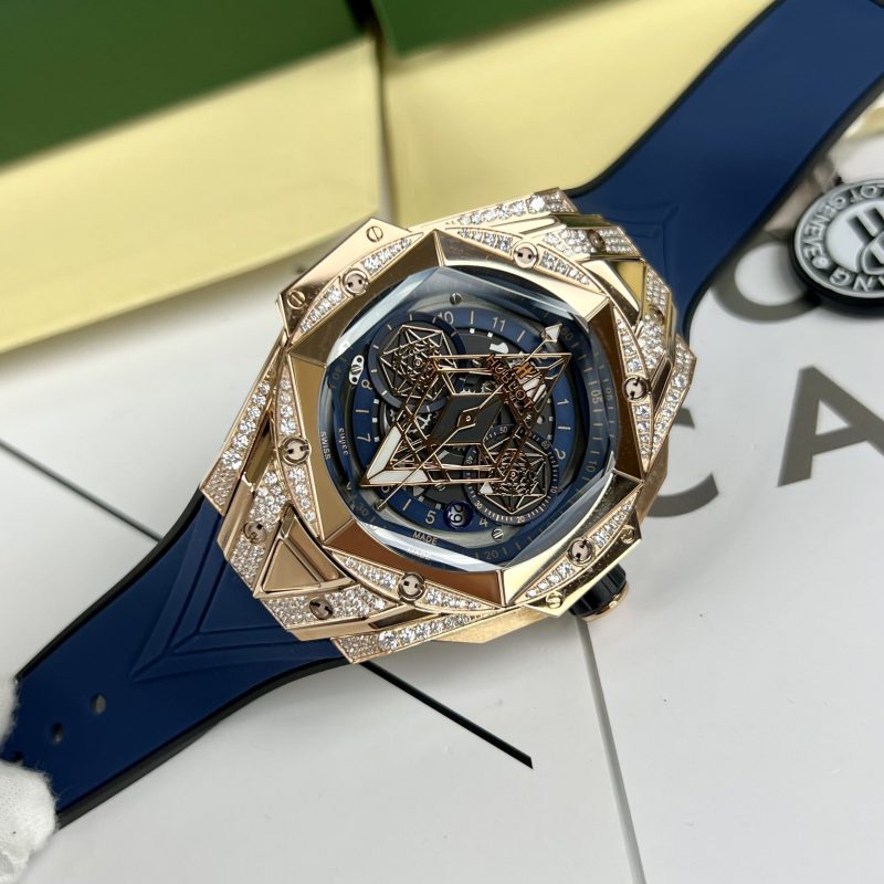 Đồng Hồ Replica Nam Hublot Big Bang Sang Bleu II Blue King Gold( Xanh Vàng ) Thụy Sỹ 45mm