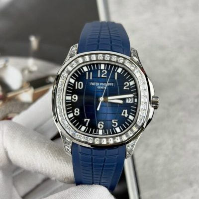 Đồng Hồ Patek Philippe Aquanaut 5168G Đính Đá Baguette Màu Xanh