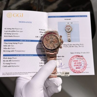 Đồng Hồ Rolex Daytona Chế Tác Bọc Vàng – Moissanite – Ruby Rep 11 40mm