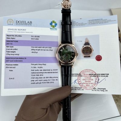 Đồng Hồ Patek Philippe Chế Tác Bọc Vàng Complication 5205R Màu Xanh Lá