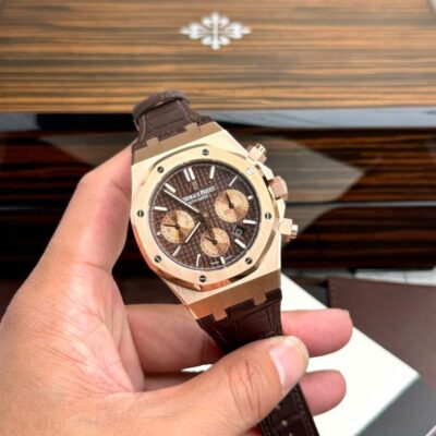 Đồng Hồ Audemars Piguet Royal Oak 26331OR Fake 11 Mặt Nâu Dây Da IP Factory 41mm